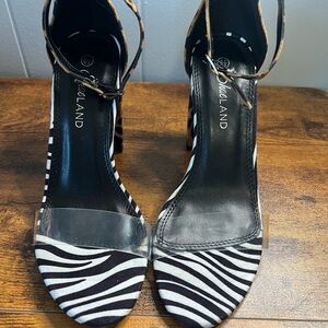Elegant, Hip, Black and White Zebra Print Women's Heels, Shoeland, Size 6 1/2